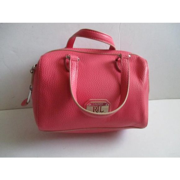 **Lauren Ralph Lauren Candy Pebbled Cotton Pink Polyurethane Satchel - Picture 9 of 9